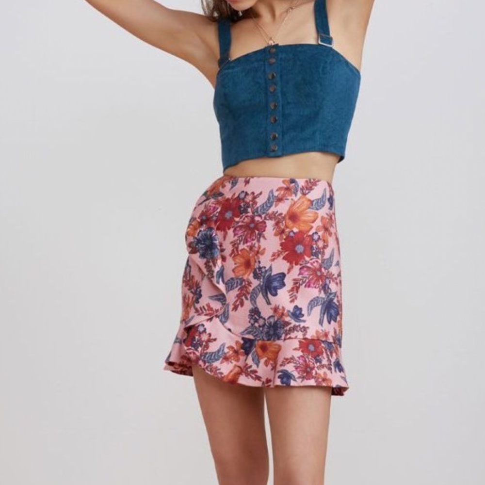 Finders keepers wrap floral skirt
